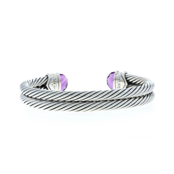 David Yurman Renaissance Amethyst Rhodolite Garnet Cuff Bracelet 5 3/4" - 925 - Picture 4 of 6